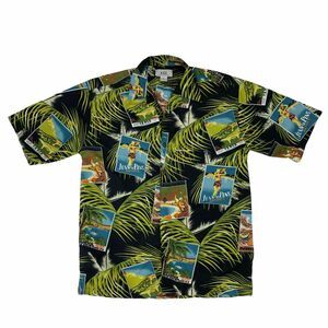 KAD Clothing Island Button Shirt Men Size M Short Sleeve Tropical Trees Postcard